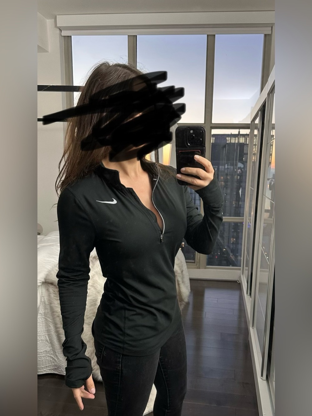 Nike Running Dri-FIT Black Reflective Half Zip Top Thumbholes